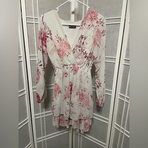 Pink Peony White Dress